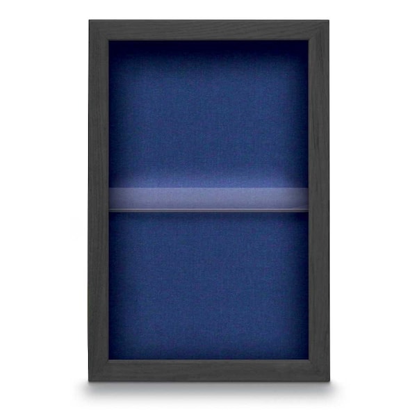 Indoor Enclosed Combo Board, 48"x36", Black Frame/Black Porc & Cobalt